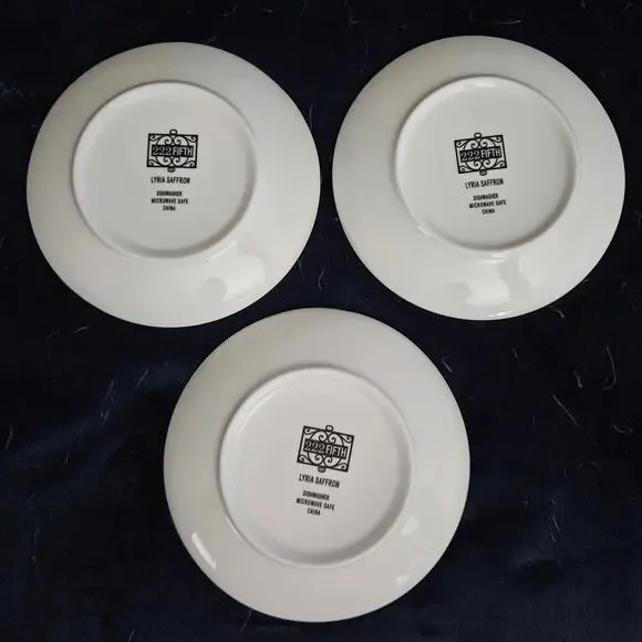 222 Fifth Lyria Saffron 6.5" Bread & Butter Plates Set of 3 Red Yellow - Picture 7 of 7